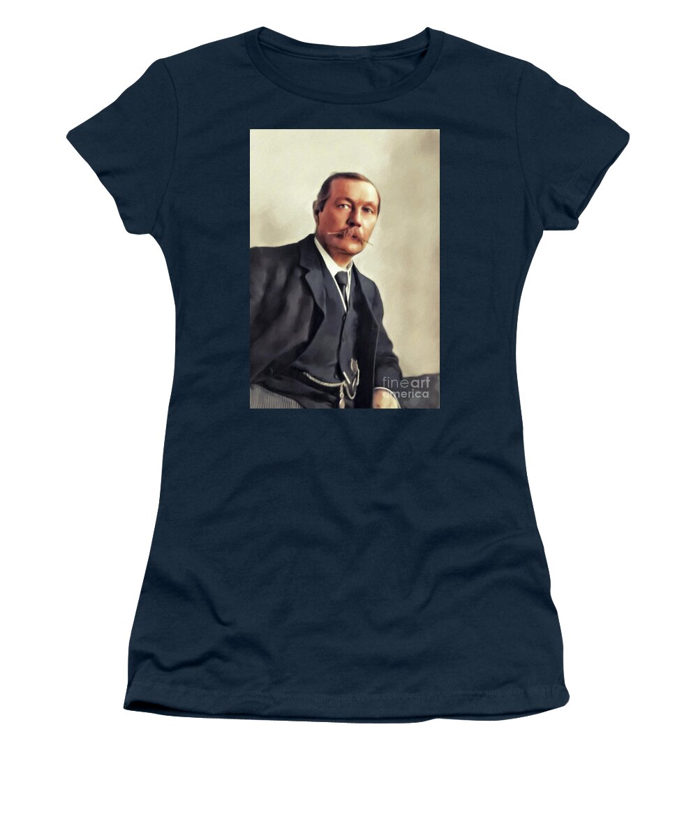 Arthur Women's T-Shirt featuring the painting Sir Arthur Conan Doyle, Literary Legend #6 by Esoterica Art Agency