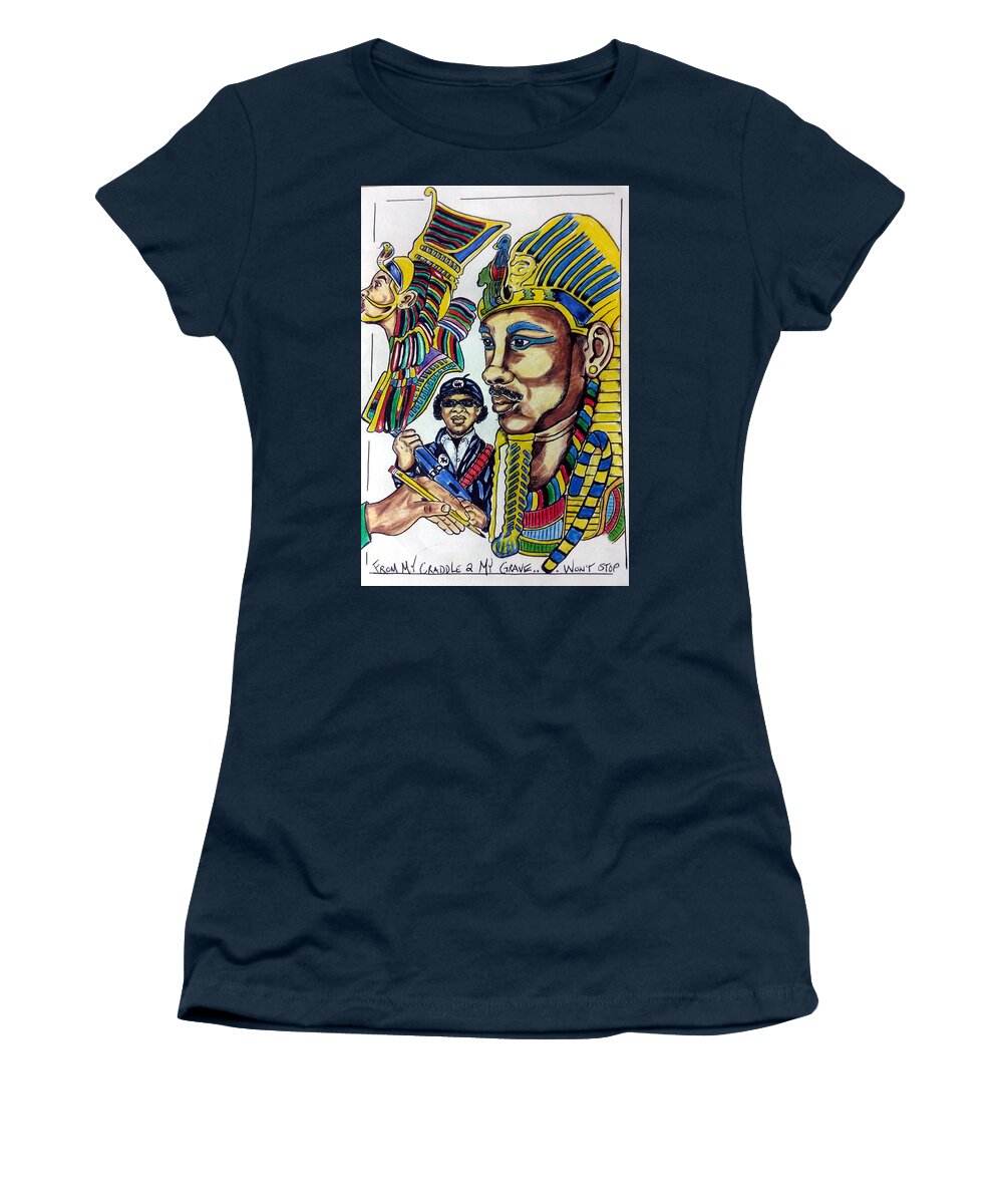 Black Art Women's T-Shirt featuring the drawing Untitled 6 by Joedee