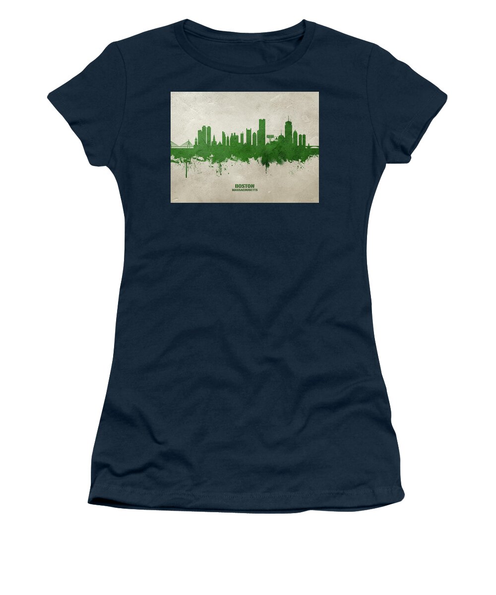 Boston Women's T-Shirt featuring the digital art Boston Massachusetts Skyline #63 by Michael Tompsett