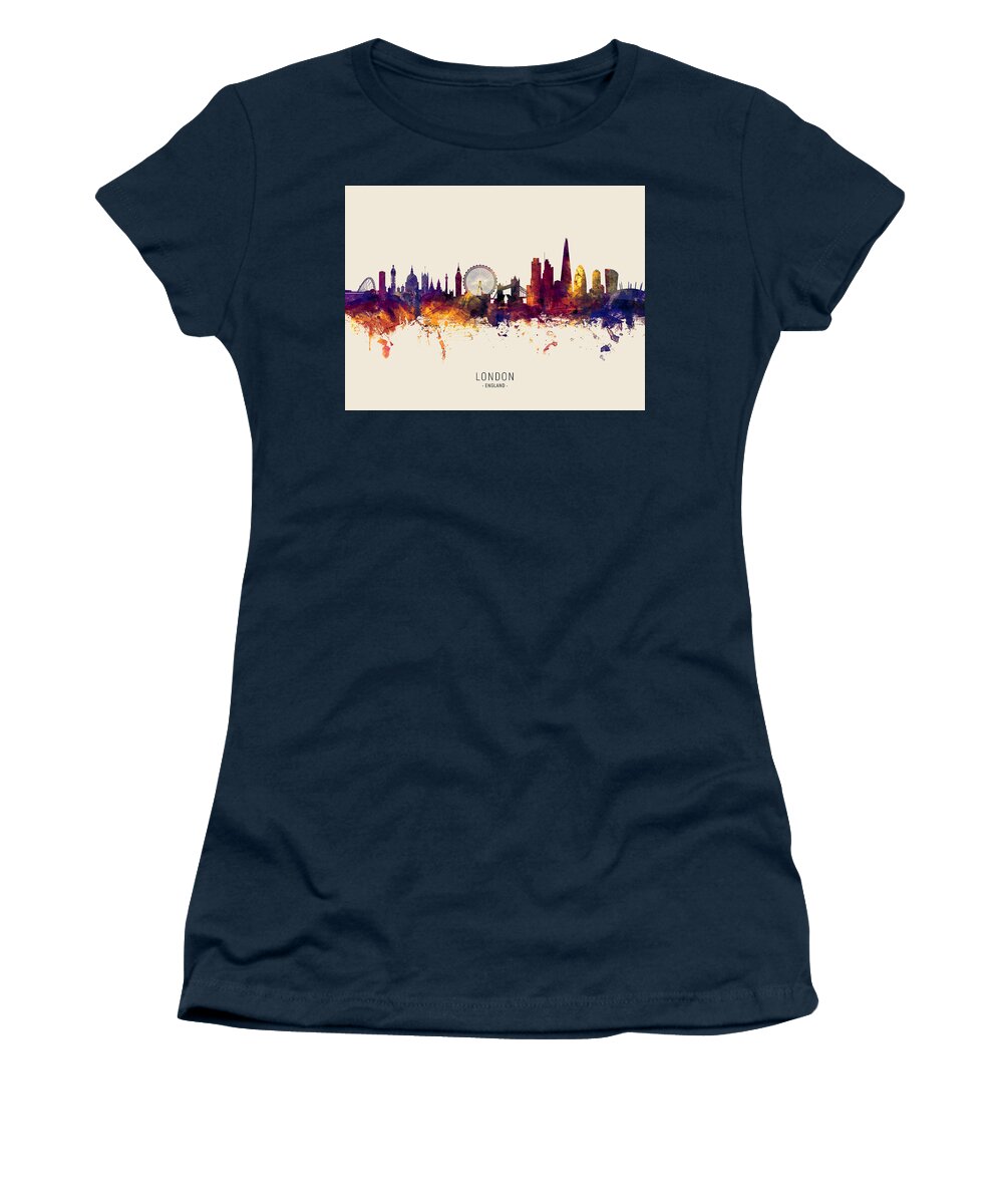 London Women's T-Shirt featuring the digital art London England Skyline #66 by Michael Tompsett