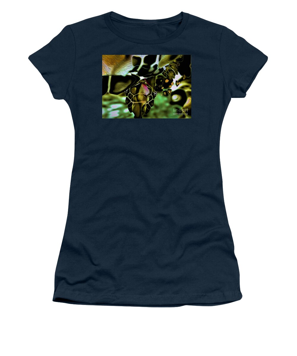 Sea Creatures Women's T-Shirt featuring the digital art Golden Turtle 6 by Aldane Wynter