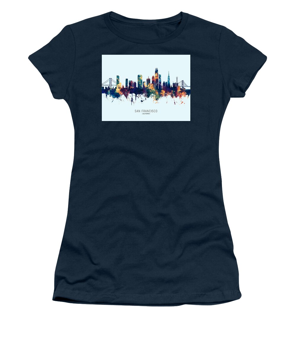 San Francisco Women's T-Shirt featuring the digital art San Francisco California Skyline #7 by Michael Tompsett