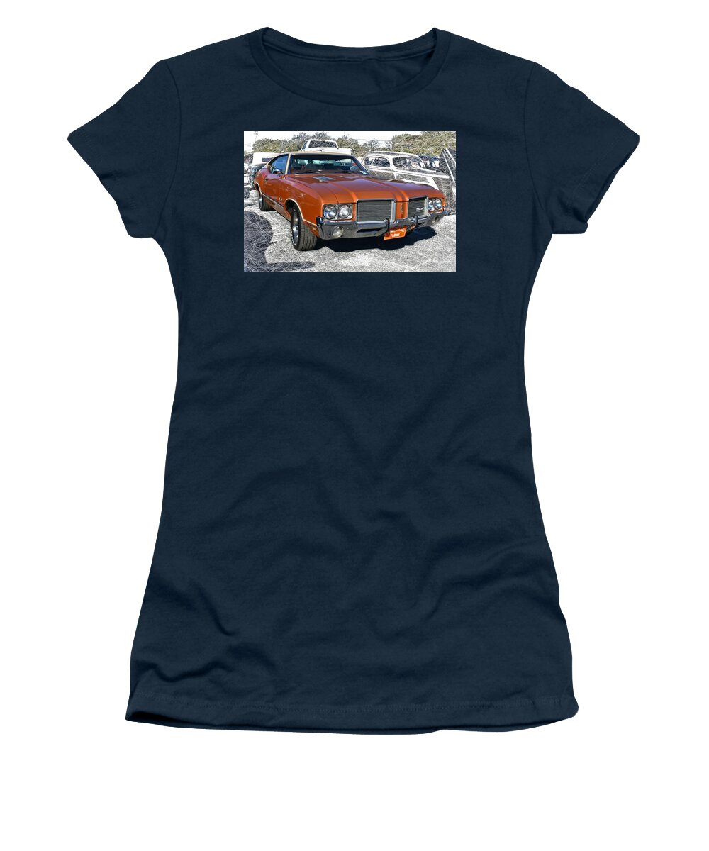 Victor Montgomery Women's T-Shirt featuring the photograph '71 Oldsmobile Cutlass #71 by Vic Montgomery