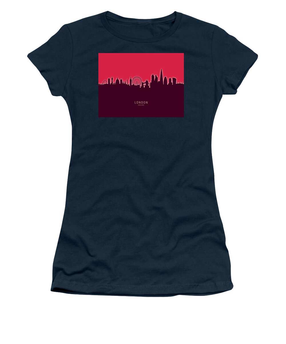 London Women's T-Shirt featuring the digital art London England Skyline #75 by Michael Tompsett