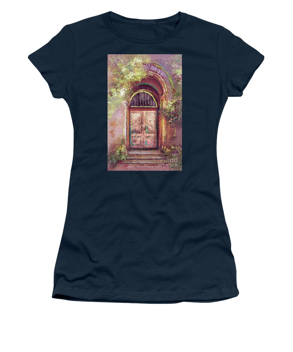 Door Women's T-Shirt featuring the digital art A Beautiful Mystery by Lois Bryan