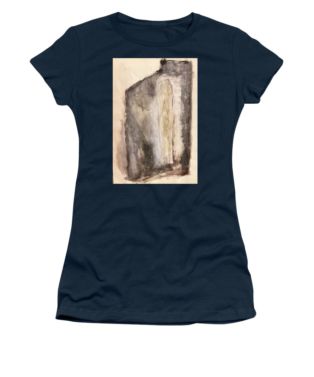 Paper Women's T-Shirt featuring the painting A Couple In A Box by David Euler