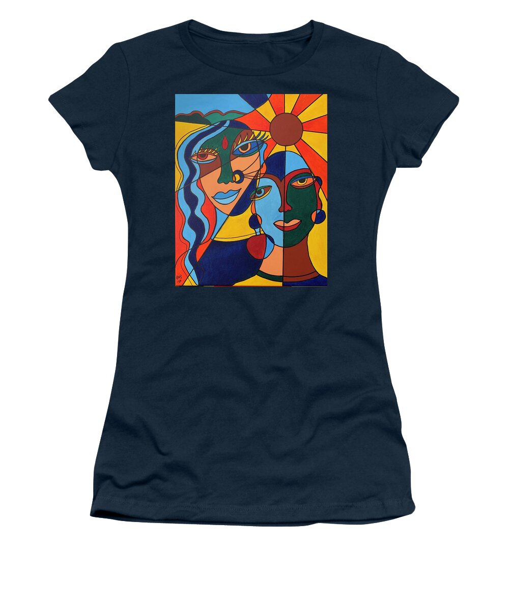 Cubism Women's T-Shirt featuring the painting A Couple by Raji Musinipally