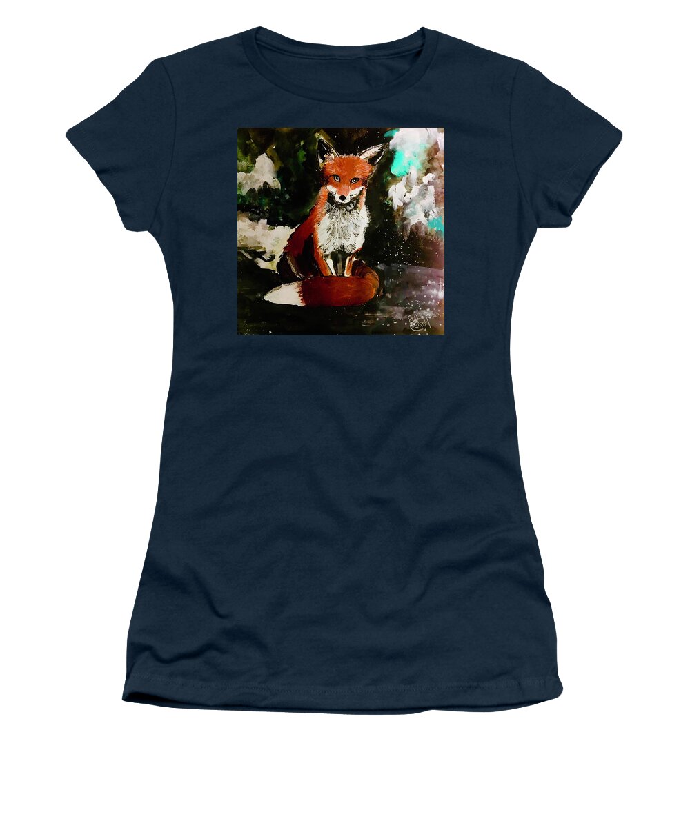 Fox Women's T-Shirt featuring the painting A Fox for Chayce by Eileen Backman