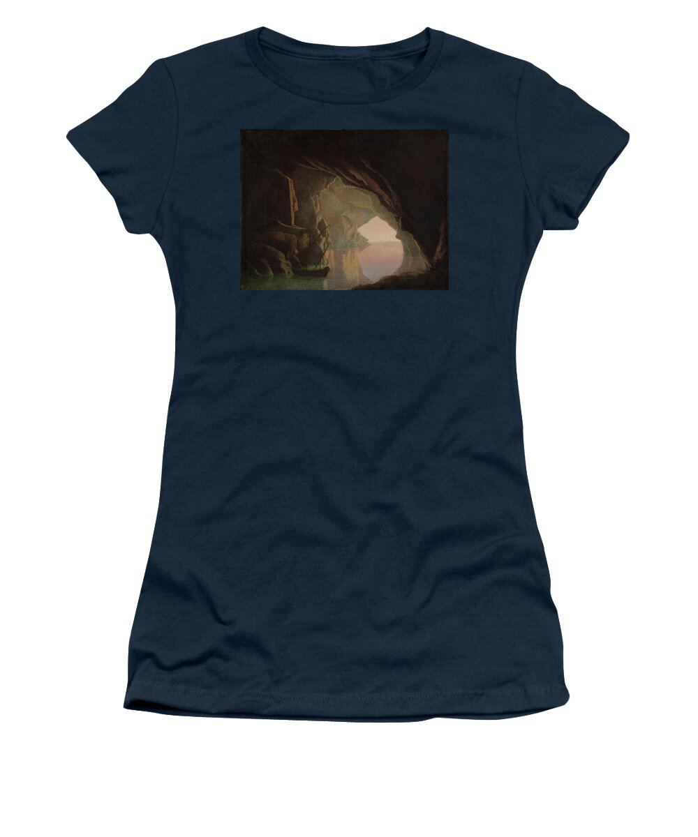  18th Century Art Women's T-Shirt featuring the painting A Grotto in the Gulf of Salerno, Sunset by Joseph Wright