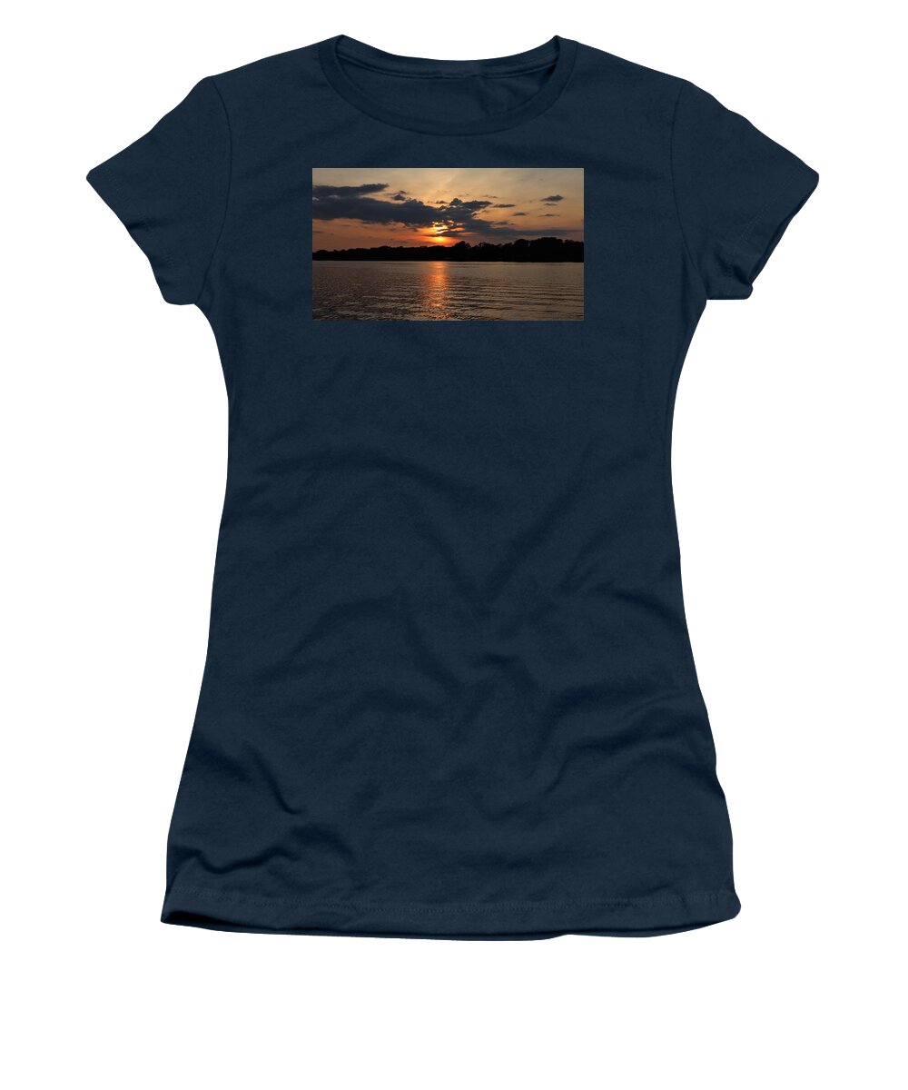 Lake Women's T-Shirt featuring the photograph A Sinclair Statement Sunset by Ed Williams