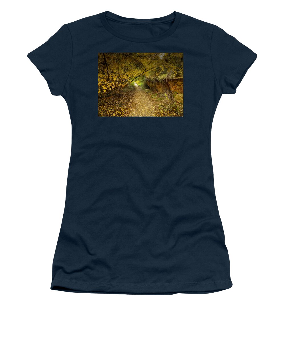 Autumnal Women's T-Shirt featuring the photograph A True Autumn Day by Laura Putman