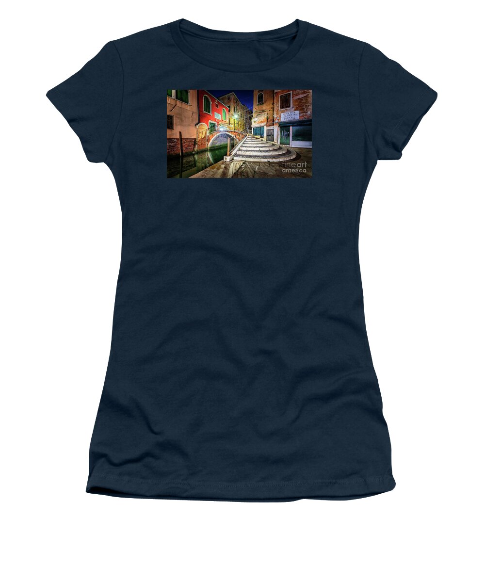 Night Women's T-Shirt featuring the photograph A Venice's corner by night by The P
