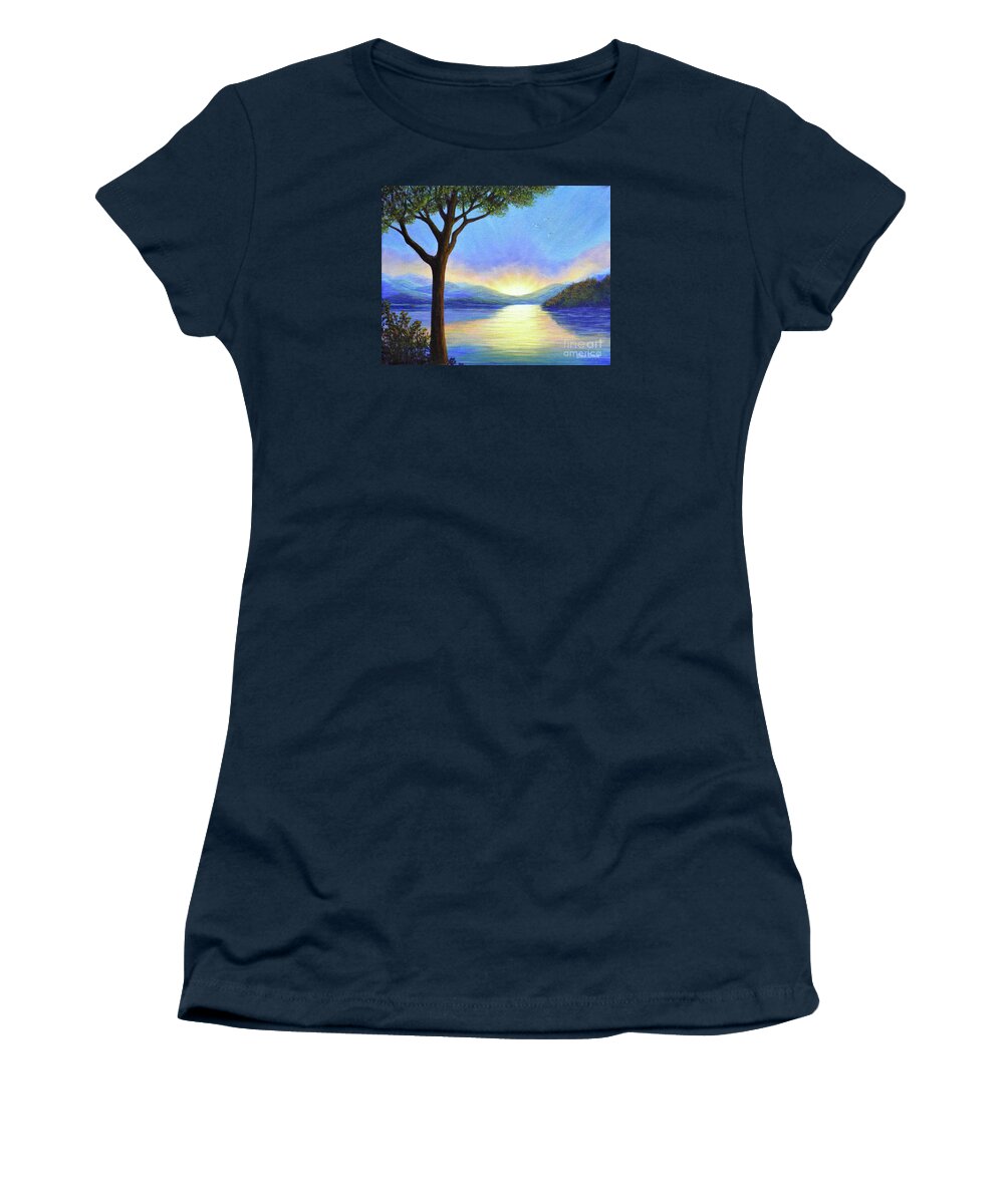 Landscape Women's T-Shirt featuring the painting Adirondack Dawn by Sarah Irland