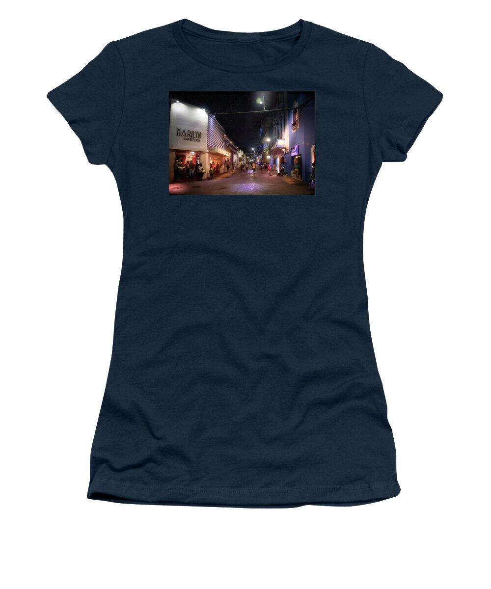 Santiago Women's T-Shirt featuring the photograph Aguilera Street Santiago by Micah Offman