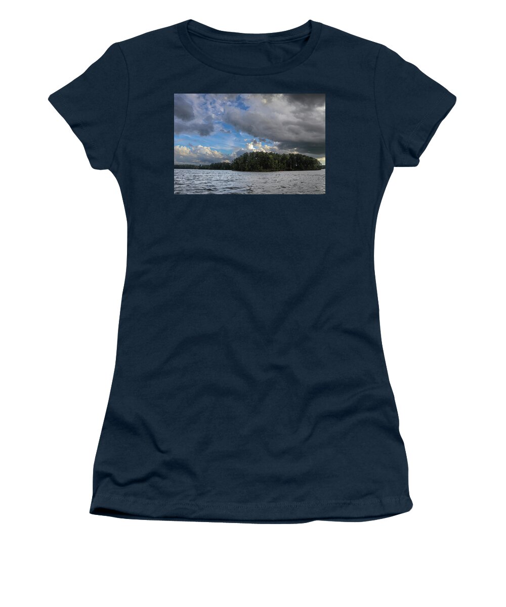 Lake Women's T-Shirt featuring the photograph Airport Island Cloud Bath by Ed Williams