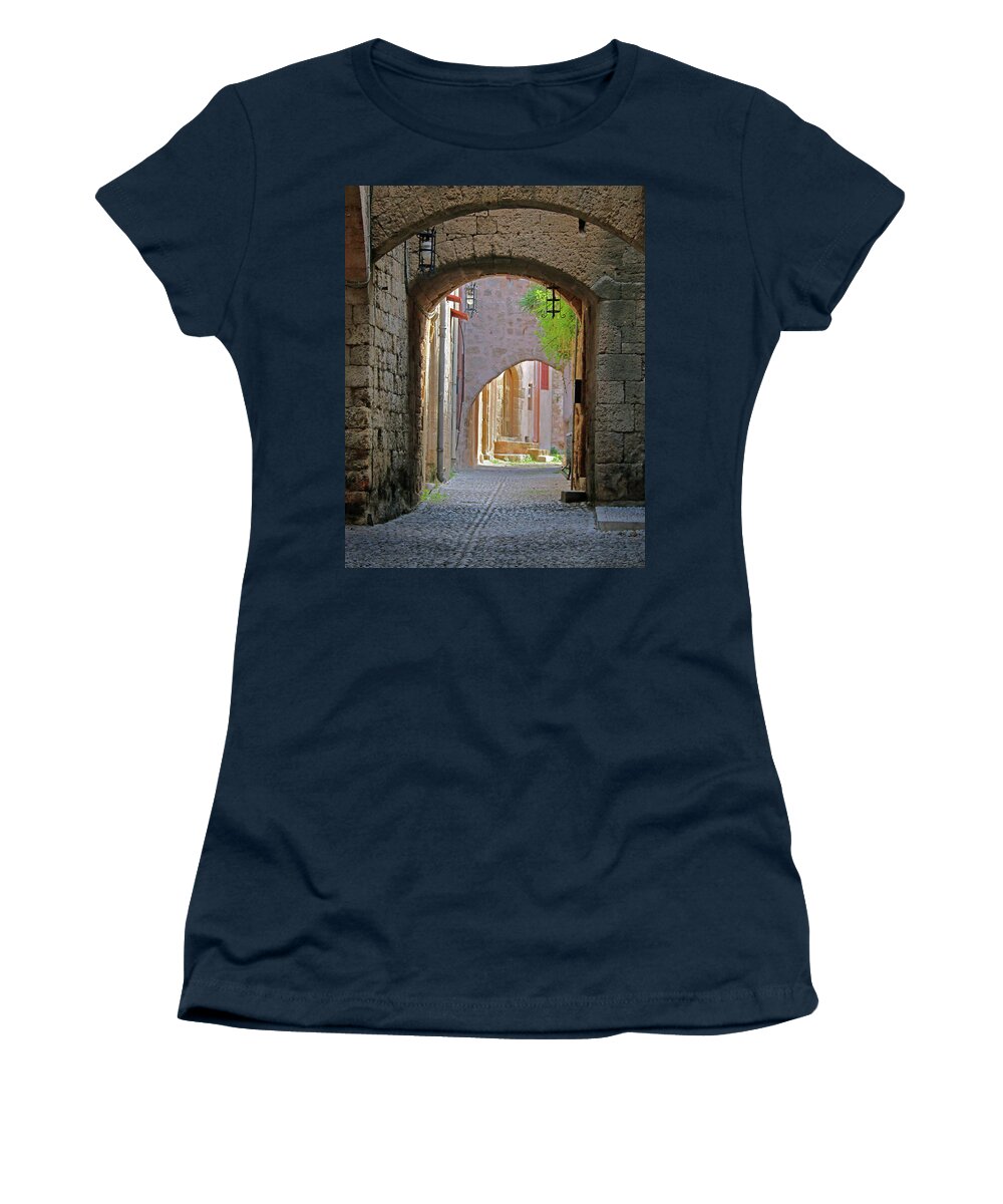 Rhodes Women's T-Shirt featuring the photograph Alley with Cat by M Kathleen Warren