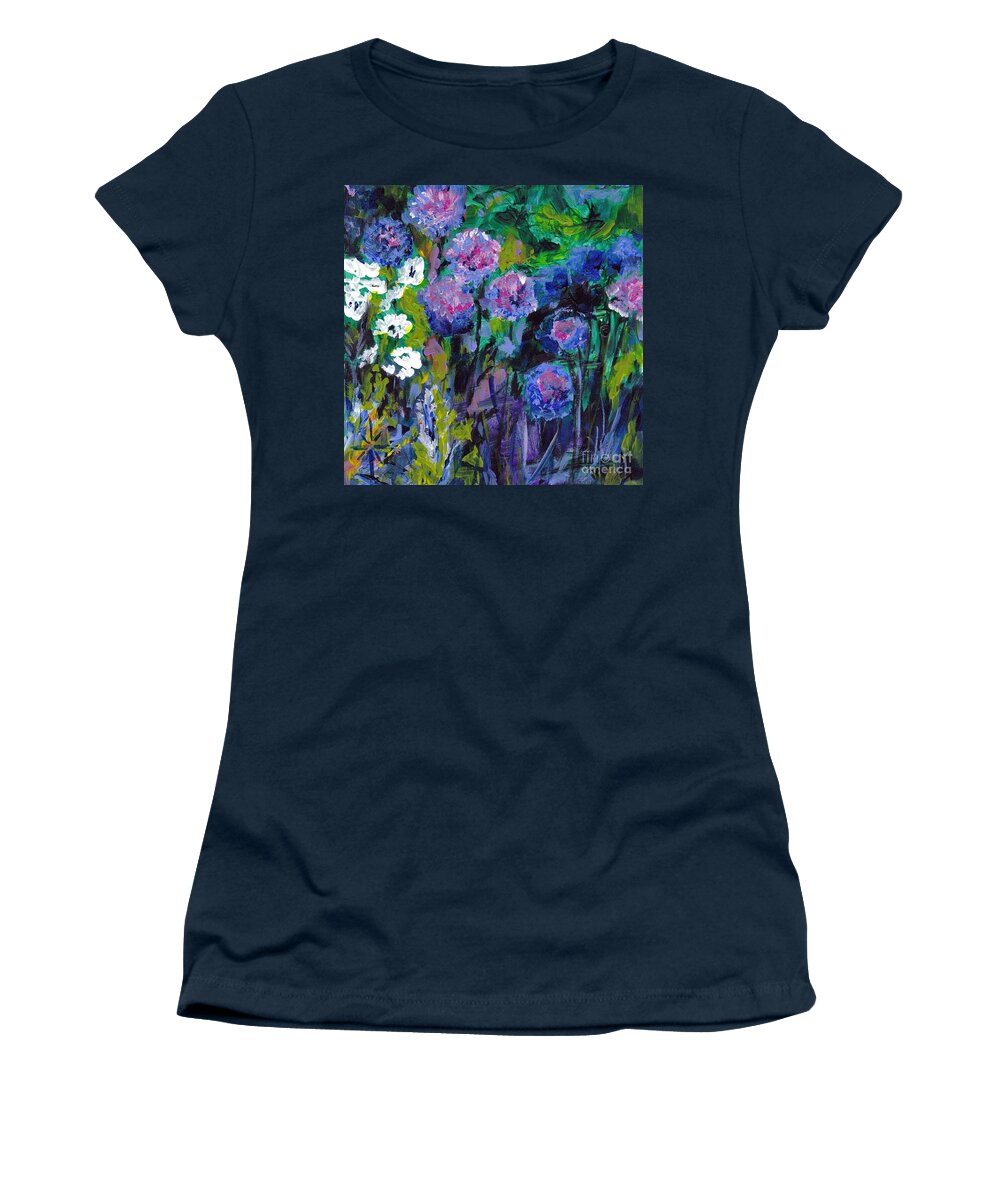 Flowers Women's T-Shirt featuring the painting Allium by Jodie Marie Anne Richardson Traugott     aka jm-ART