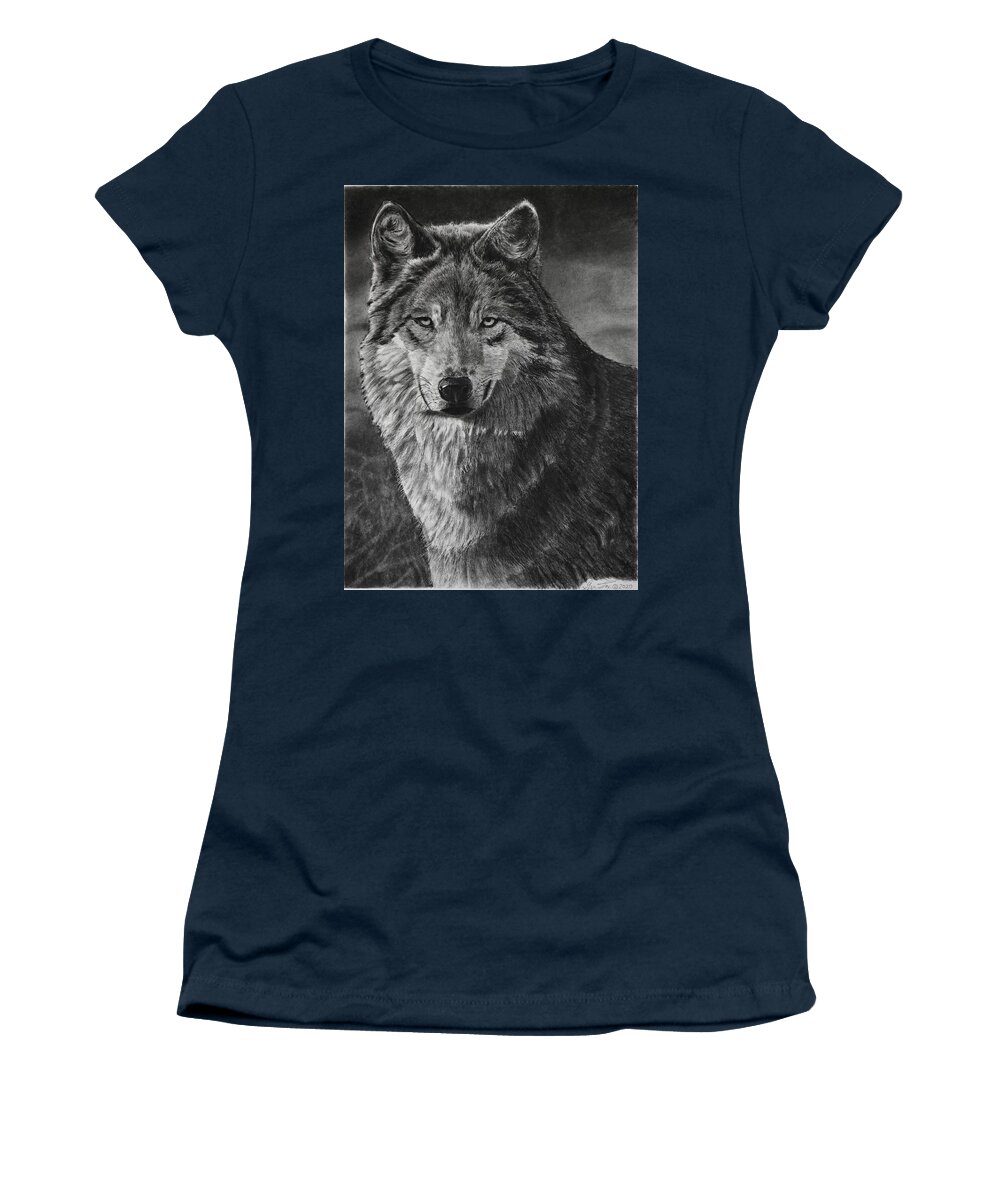 Wolf Women's T-Shirt featuring the drawing Alpha by Greg Fox