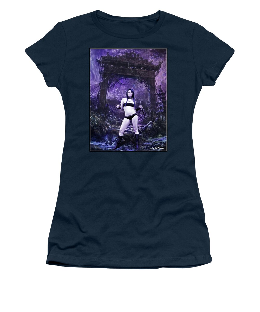 Fantasy Women's T-Shirt featuring the photograph Amazon In The Mystic Ruins by Jon Volden
