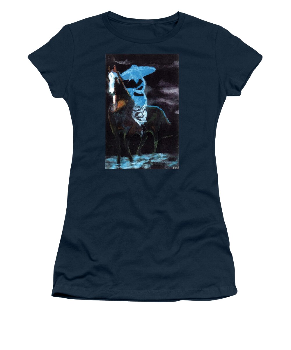 Horse Women's T-Shirt featuring the painting Amazzone notturna by Enrico Garff