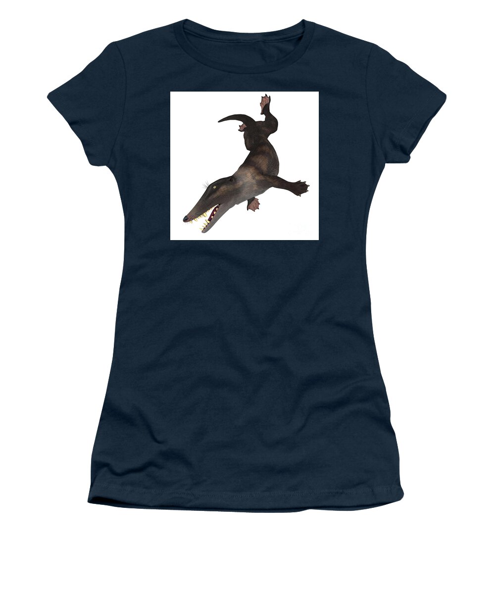 Ambulocetus Women's T-Shirt featuring the digital art Ambulocetus Swimming by Corey Ford