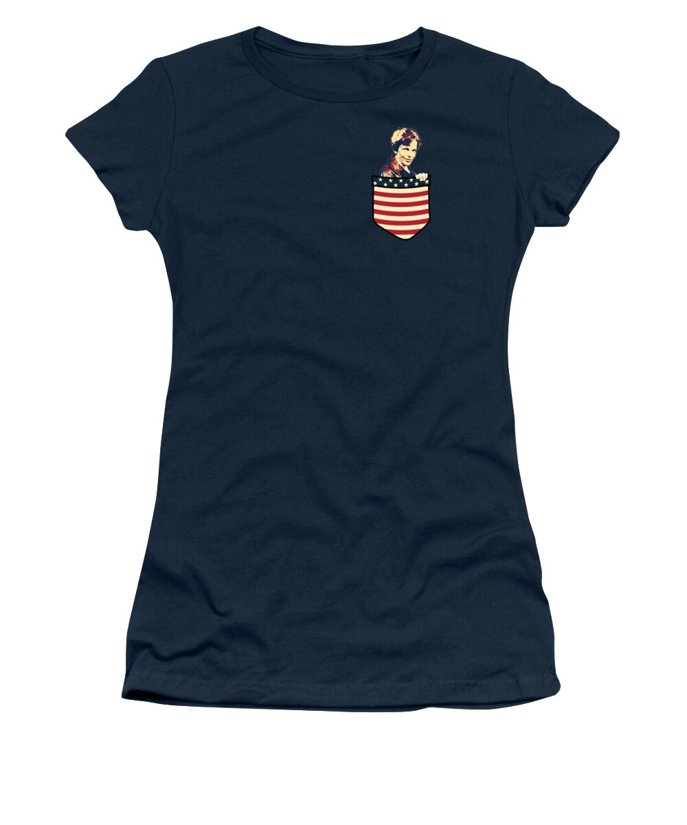 Amelia Women's T-Shirt featuring the digital art Amelia Earhart In My Pocket by Filip Schpindel
