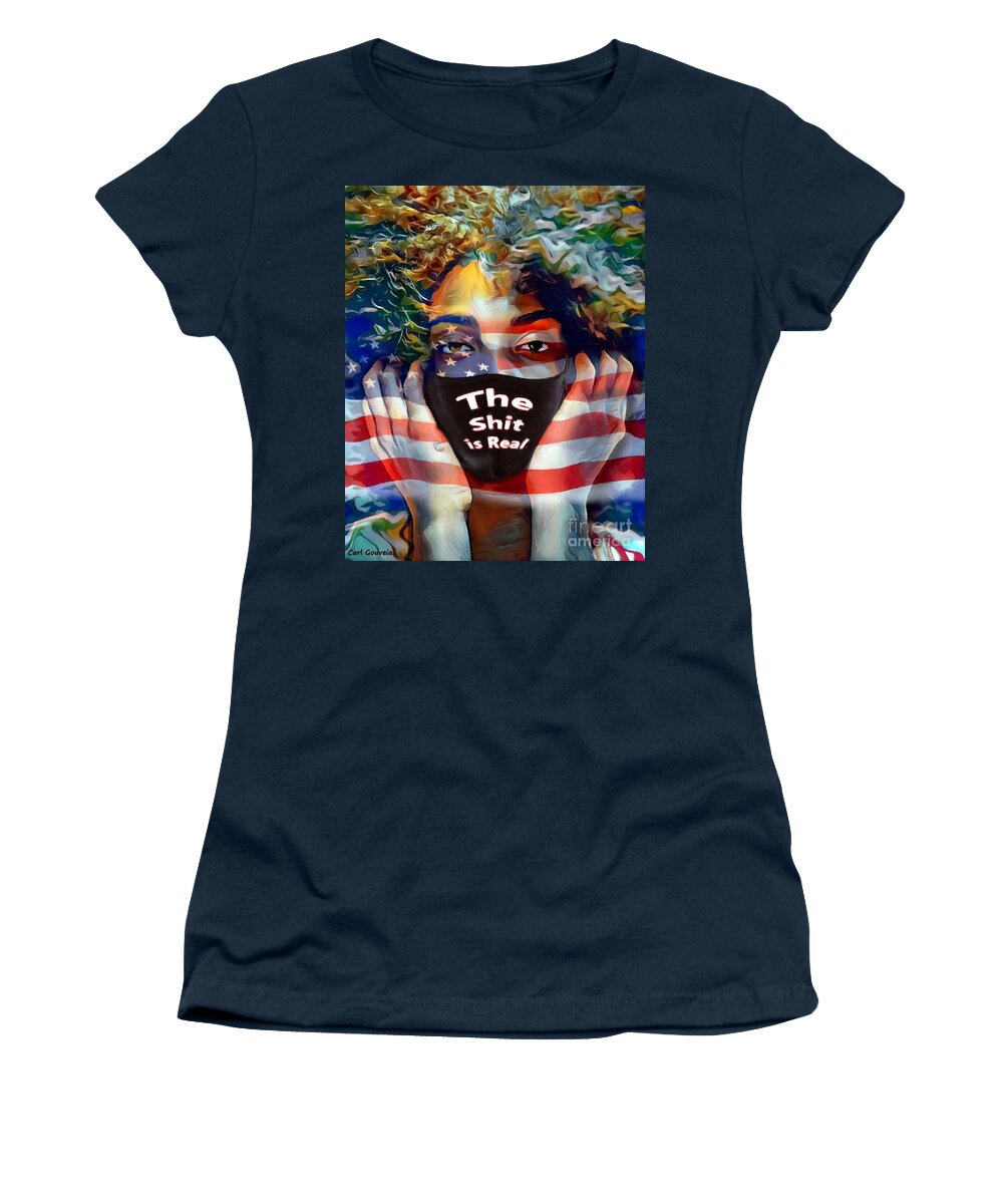 American Woman Women's T-Shirt featuring the mixed media American 2020 by Carl Gouveia