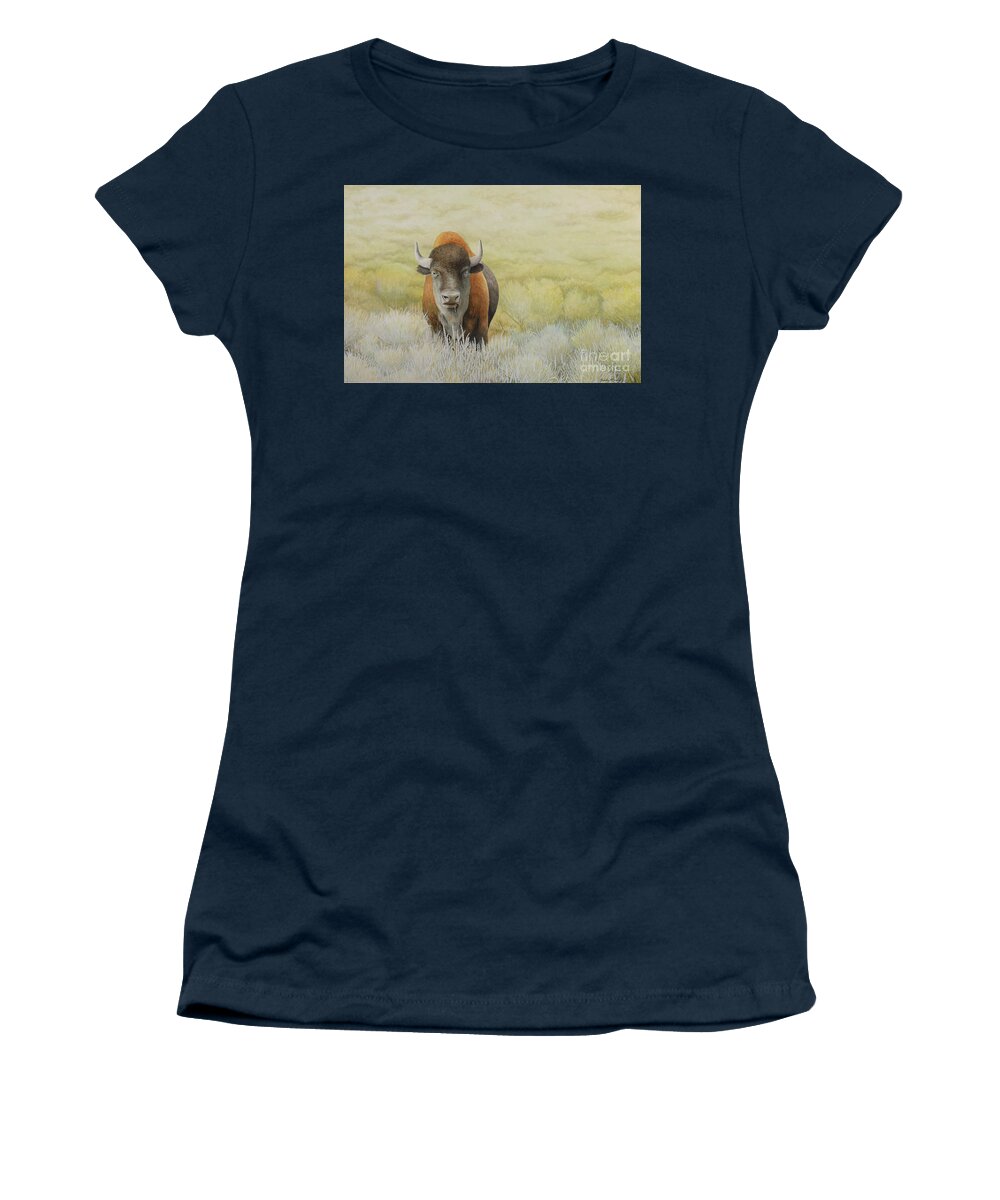 Bison Women's T-Shirt featuring the painting American Bison by Charles Owens