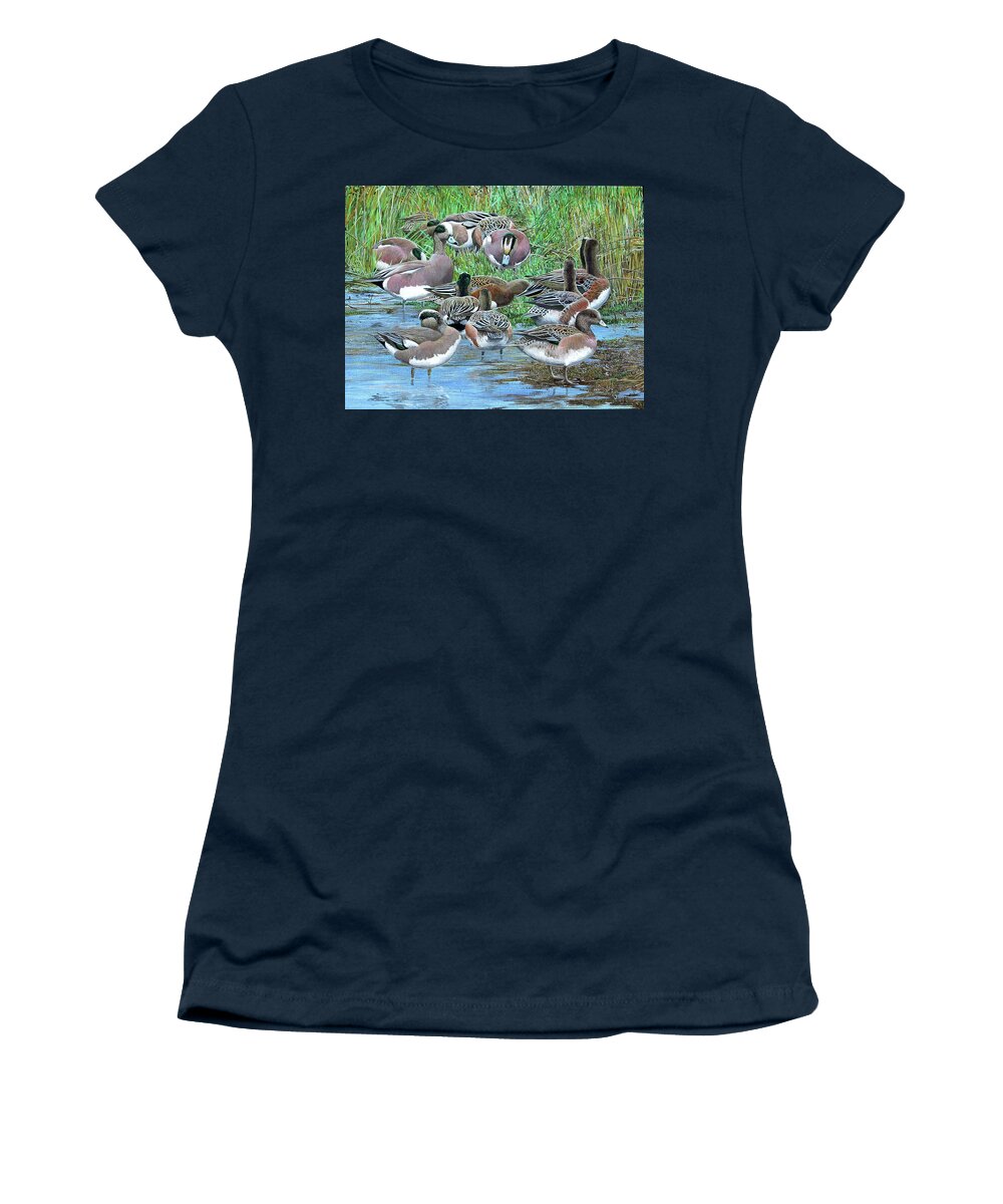 American Wigeon Women's T-Shirt featuring the painting American Wigeon by Barry Kent MacKay