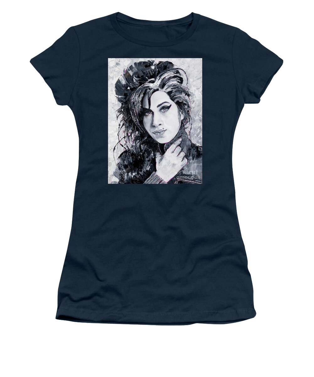 Amy Women's T-Shirt featuring the painting Amy Winehouse, 2020 by PJ Kirk