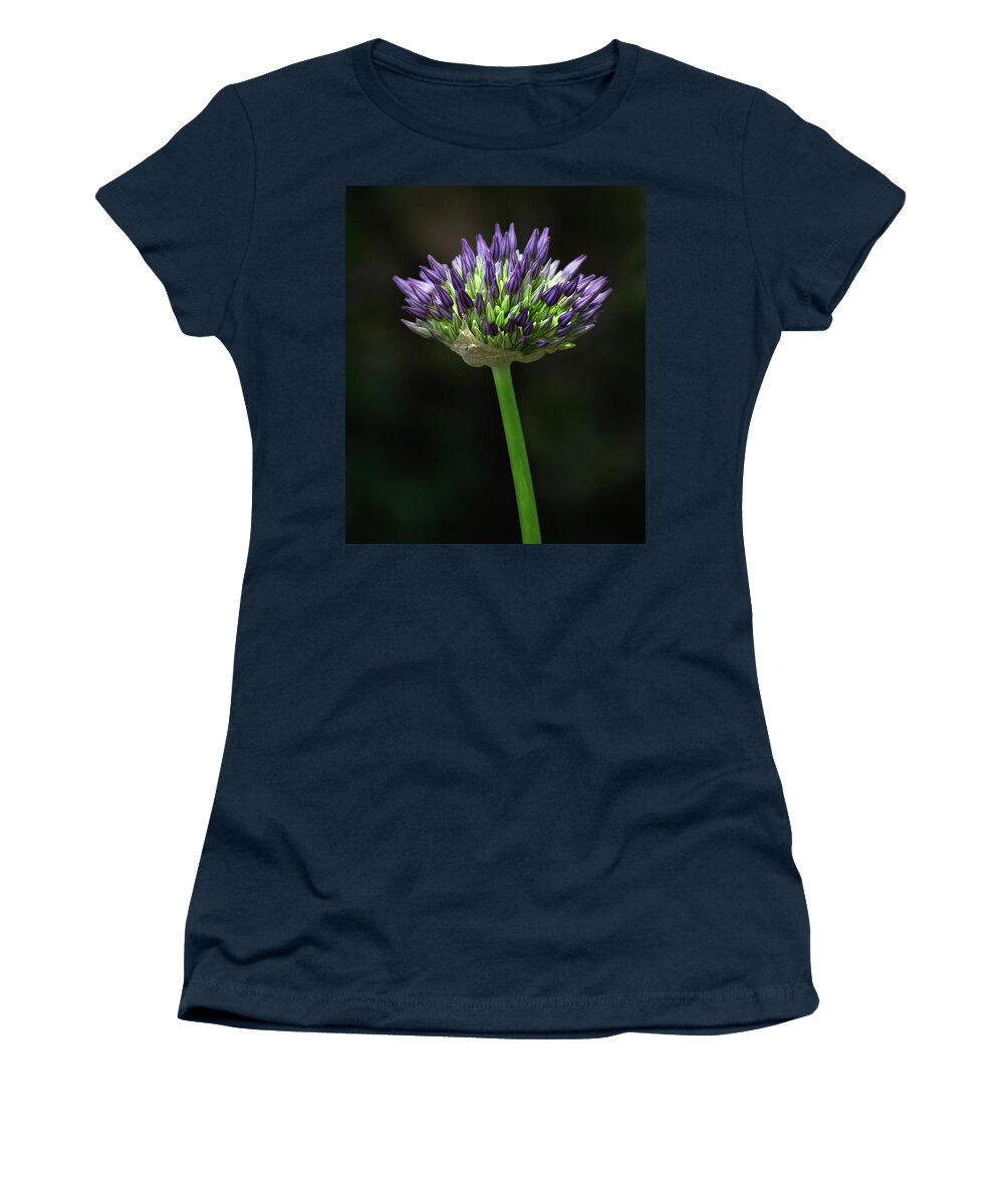 Allium Women's T-Shirt featuring the photograph An Allium at first bloom by Sylvia Goldkranz