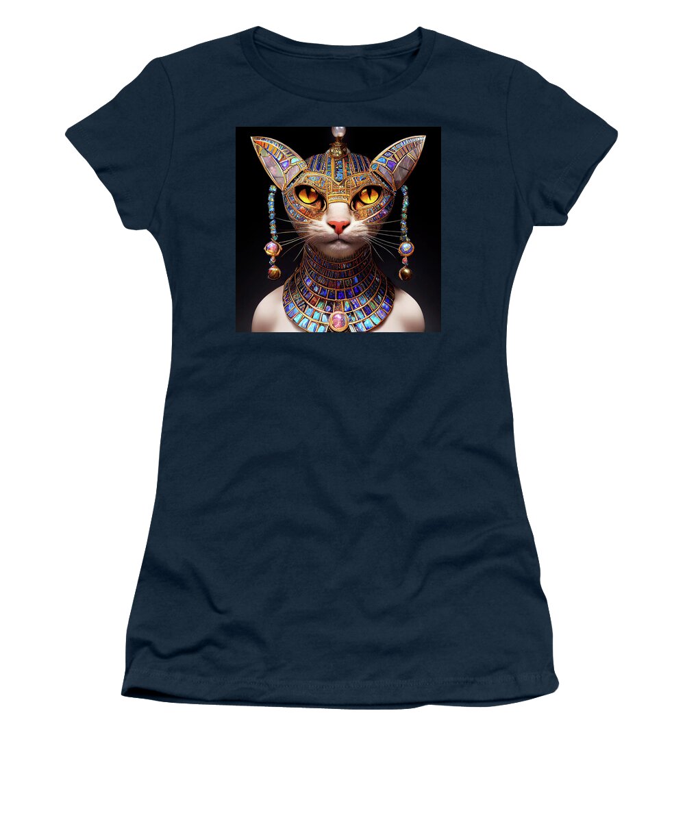 Warriors Women's T-Shirt featuring the digital art An Egyptian Cat Warrior Named Amulet by Peggy Collins
