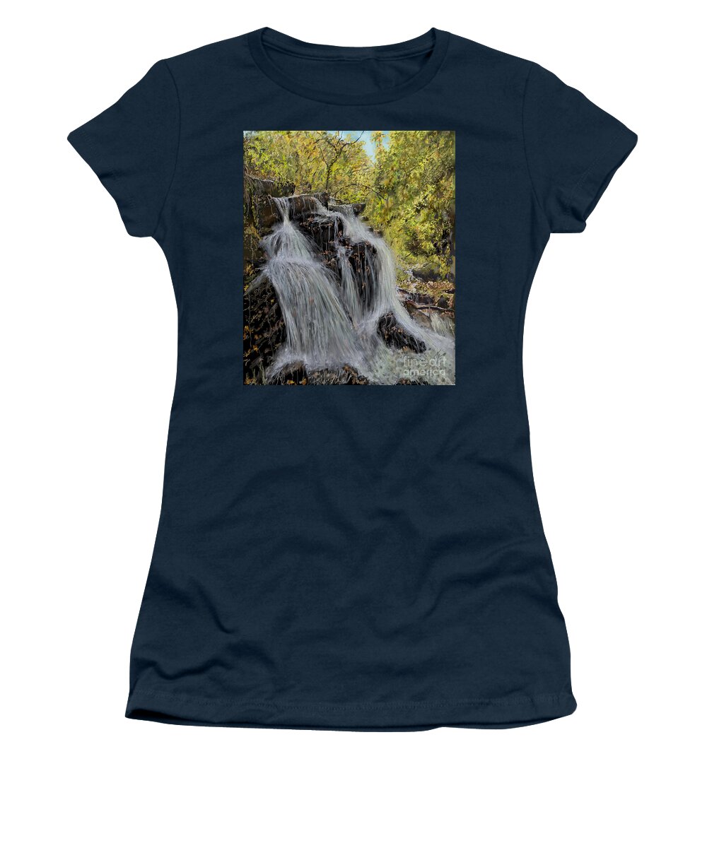 Ireland Women's T-Shirt featuring the digital art An Irish Waterfall by Darren Cannell
