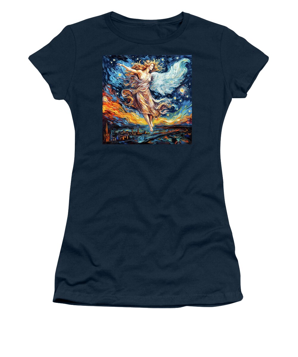 Angel Women's T-Shirt featuring the digital art Angel Dream 02 Starry Night by Matthias Hauser