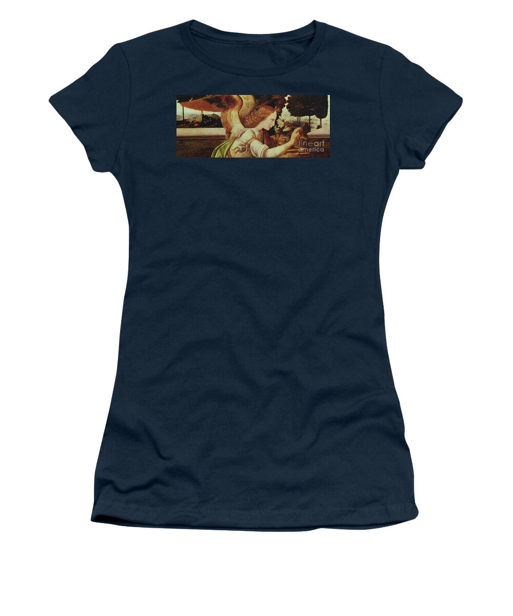 Angel Women's T-Shirt featuring the painting Angel Gabriel, detail from the Annunciation by Leonardo da Vinci