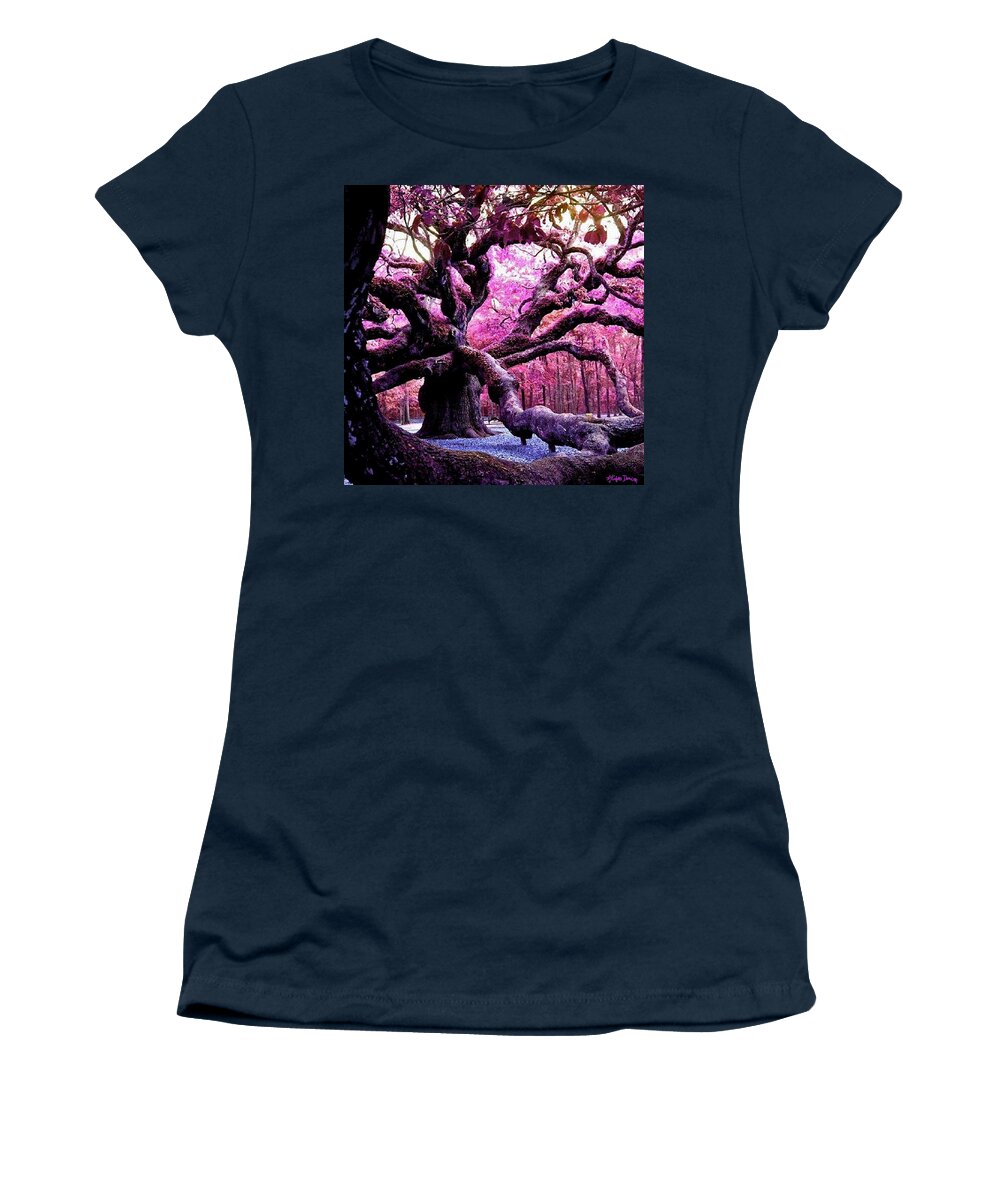 Angel Oak Women's T-Shirt featuring the mixed media Angel Oak, King Of Oaks by Stefan Duncan