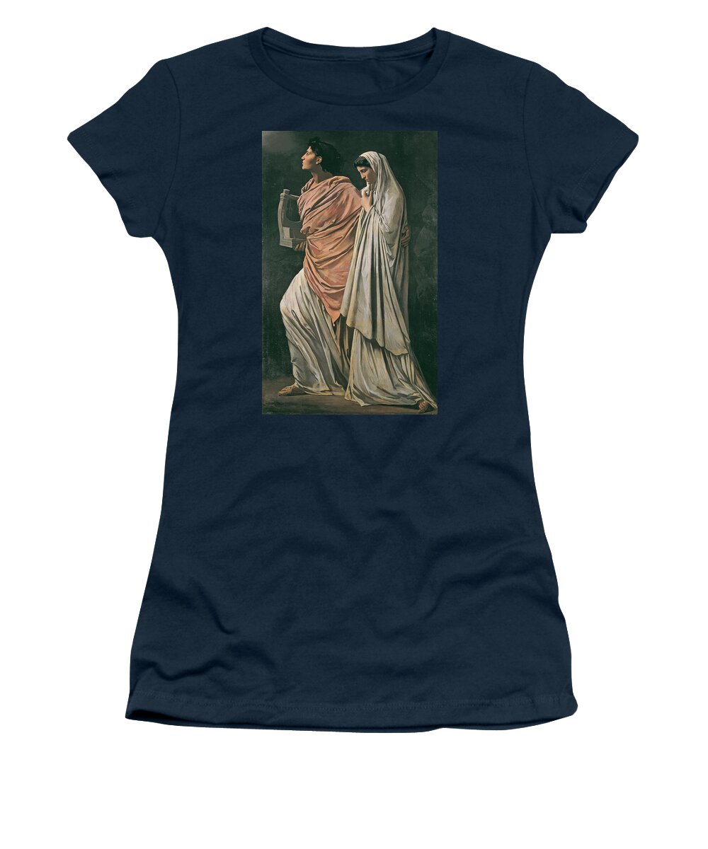Anselm Feuerbach Women's T-Shirt featuring the painting Orpheus and Eurydice by Anselm Feuerbach