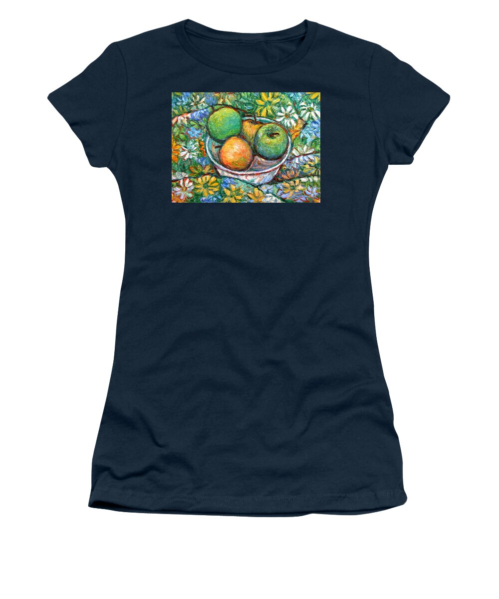Apples Women's T-Shirt featuring the painting Apples and Flowers by Kendall Kessler
