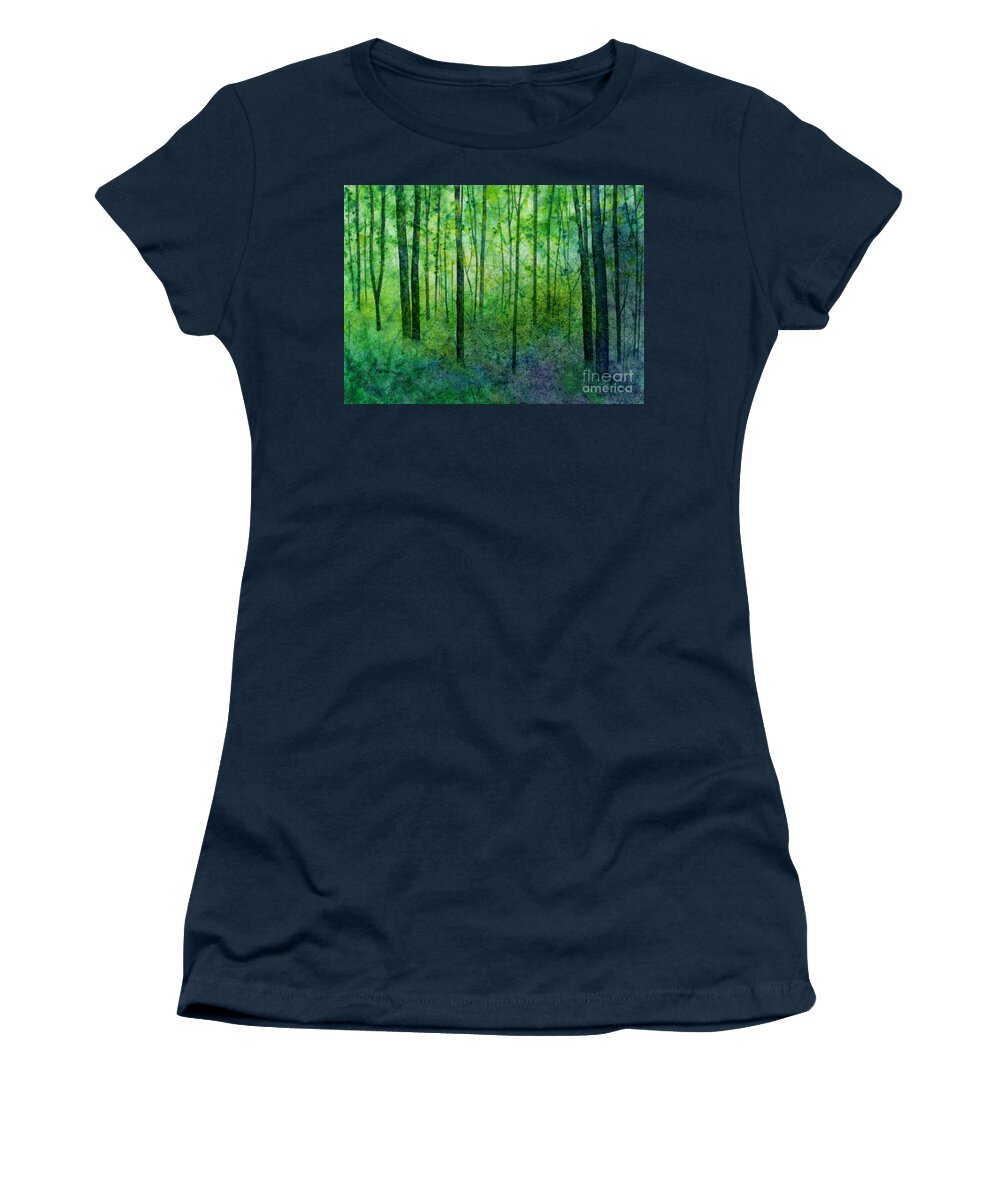Green Women's T-Shirt featuring the painting April Hues by Hailey E Herrera