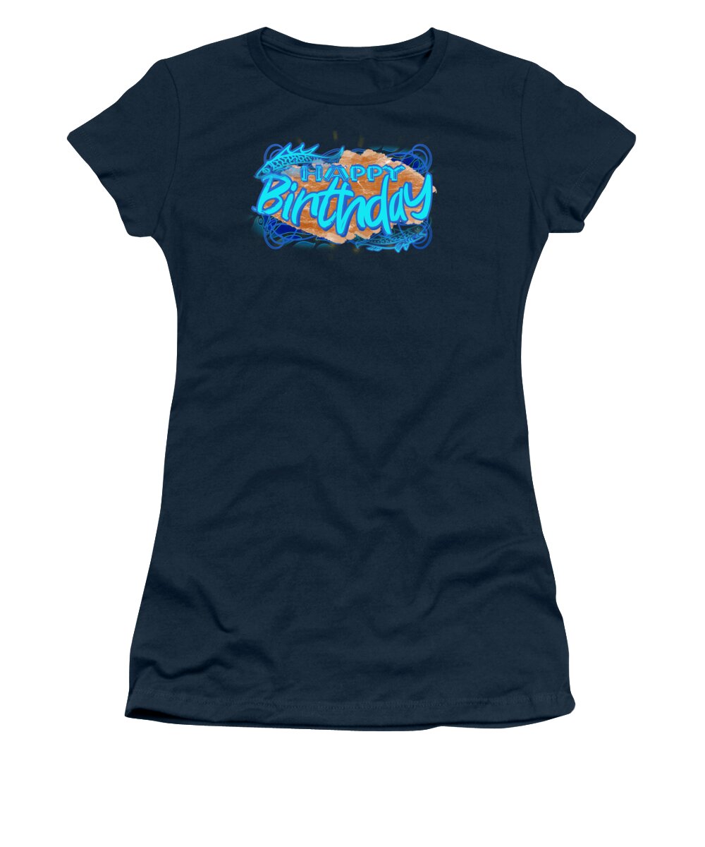Aquamarine Women's T-Shirt featuring the digital art Aquamarine a Cyan Blue Pisces March Happy Birthday by Delynn Addams