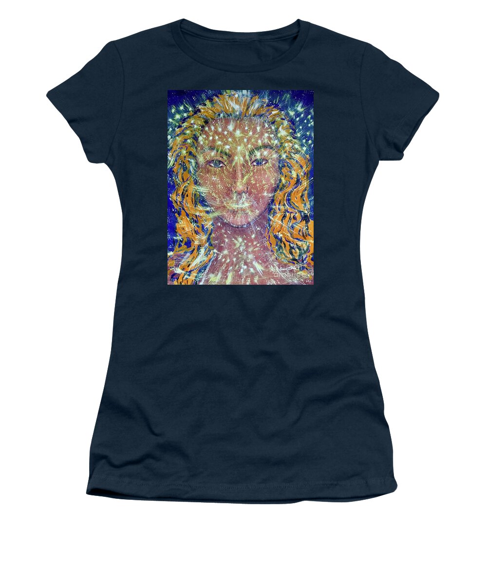 Archangel Michael Women's T-Shirt featuring the painting Archangel Michael. I am with you by Monica Elena