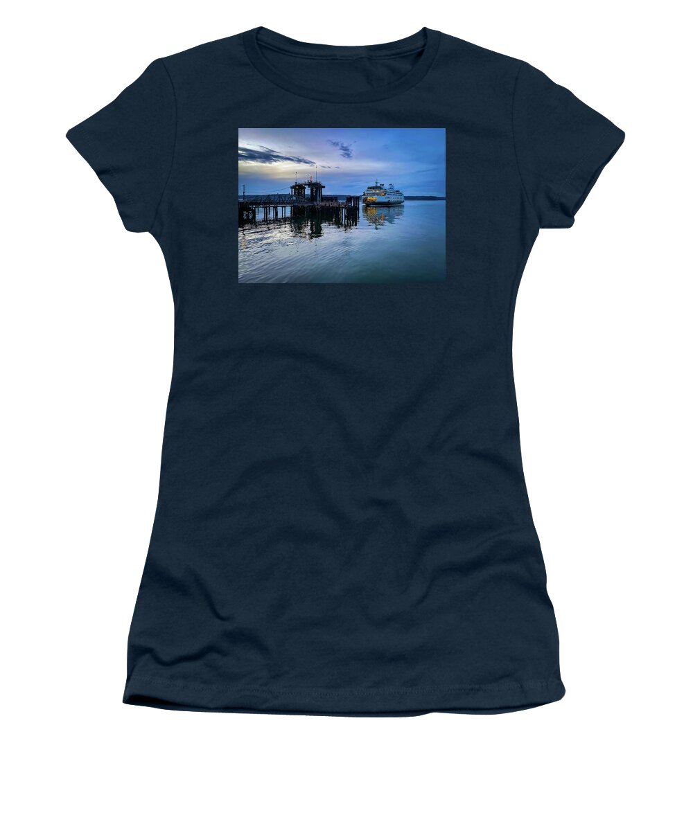 Sea Women's T-Shirt featuring the photograph Arriving of ferry by Anamar Pictures