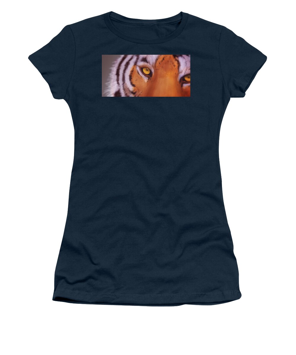 Tiger Women's T-Shirt featuring the digital art Art - Eye of the Tiger by Matthias Zegveld