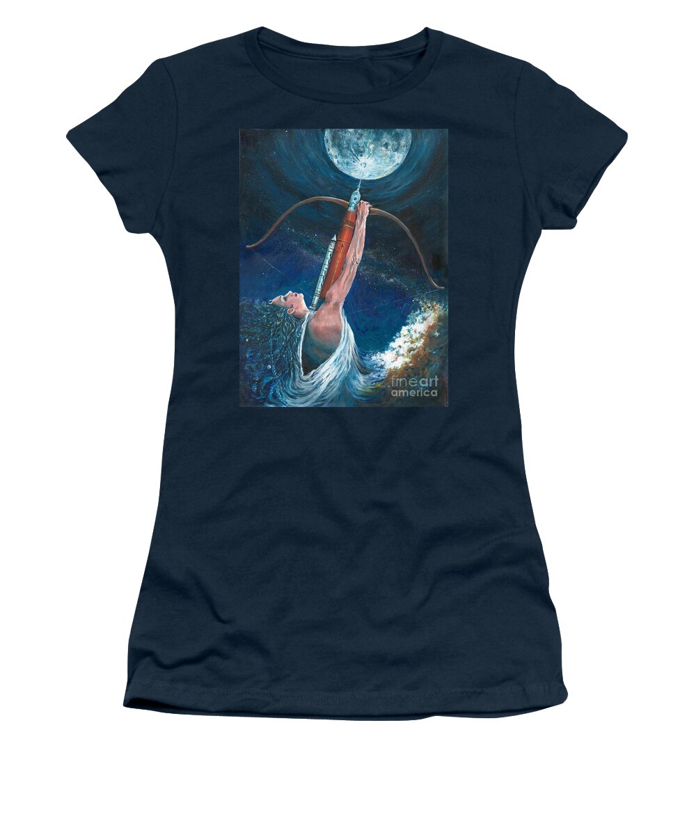 Artemis Women's T-Shirt featuring the painting Artemis by Merana Cadorette