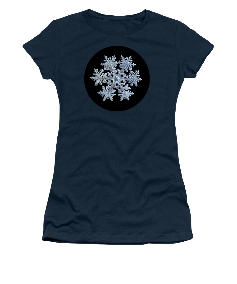 Snowflake Women's T-Shirt featuring the photograph Real snowflake 2021-02-11_1b by Alexey Kljatov