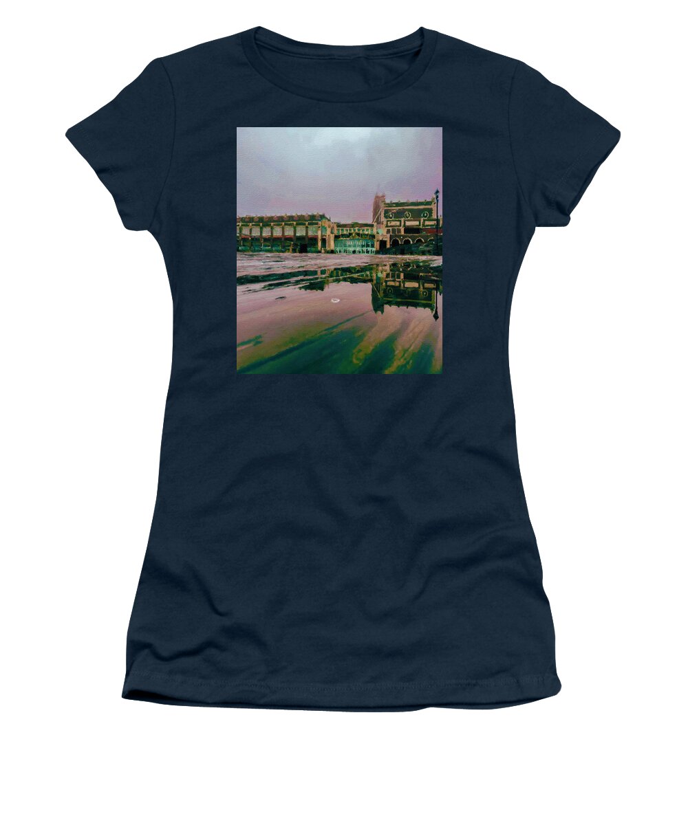 Wave Women's T-Shirt featuring the painting Asbury Park Beach Painting of Photo By Max Oster by Tony Rubino