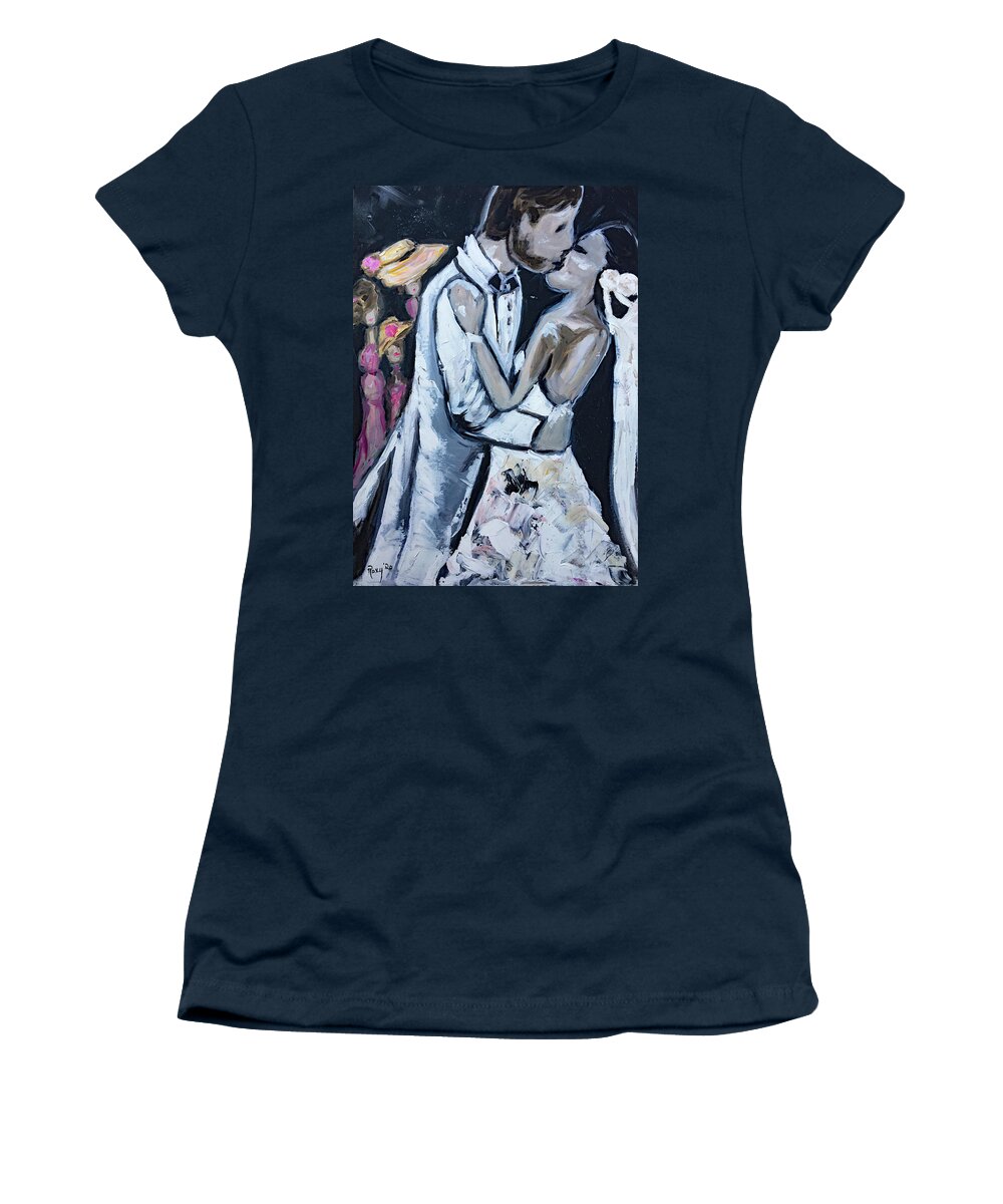 Wedding Women's T-Shirt featuring the painting At Last by Roxy Rich