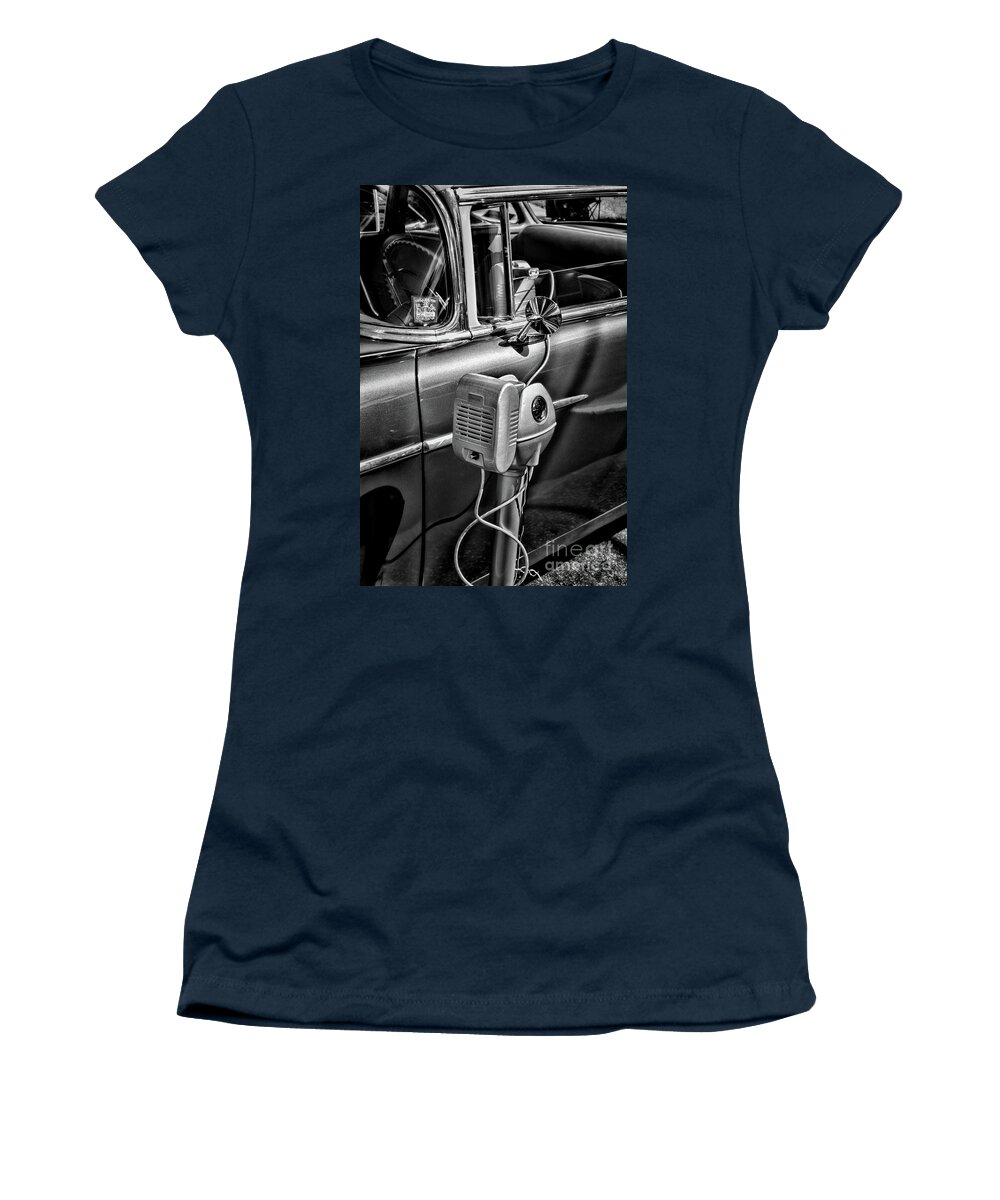 Paul Ward Women's T-Shirt featuring the photograph At the Drive In Movie black and white by Paul Ward