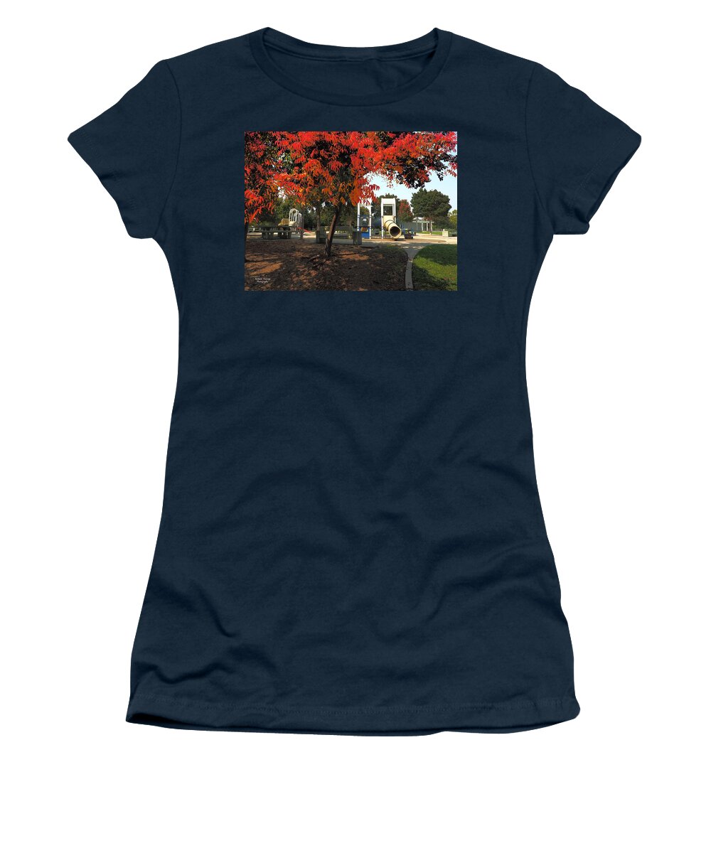 Digital Painting Women's T-Shirt featuring the photograph Autumn Park Diversity by Richard Thomas