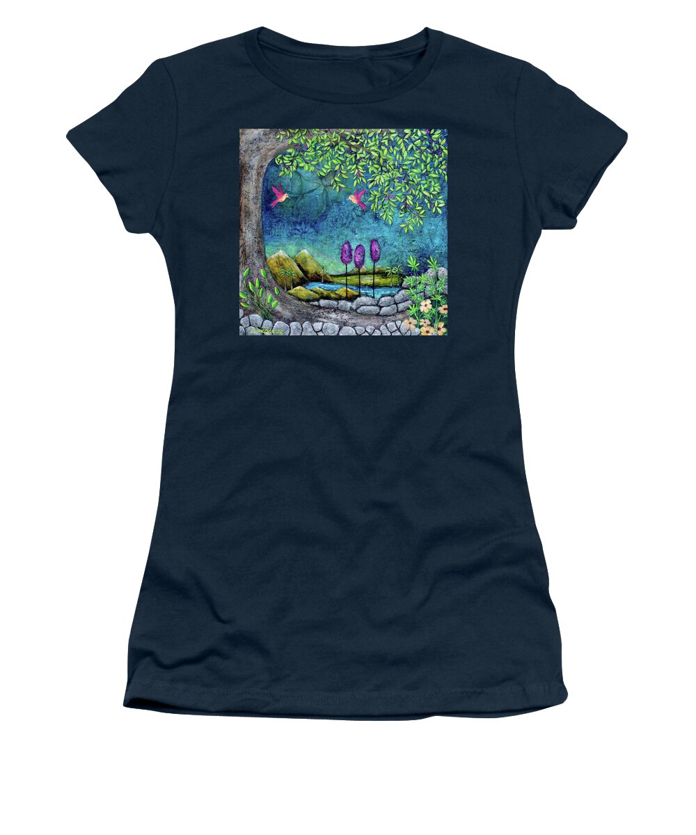 Dreamscape Women's T-Shirt featuring the painting Azure Oasis by Winona's Sunshyne